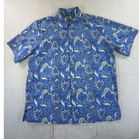 Reyn Spooner Other - Reyn Spooner Men's 2XL Blue Hawaiian Floral Paisley Short Sleeve Button Shirt